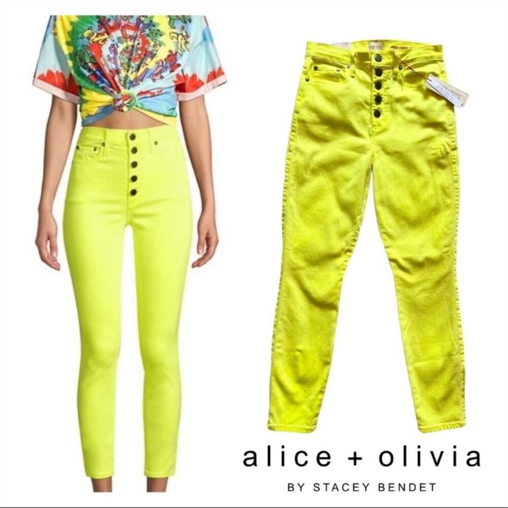 ALICE + OLIVIA Good Times Exposed Button High Rise Skinny Jeans Size 30x27